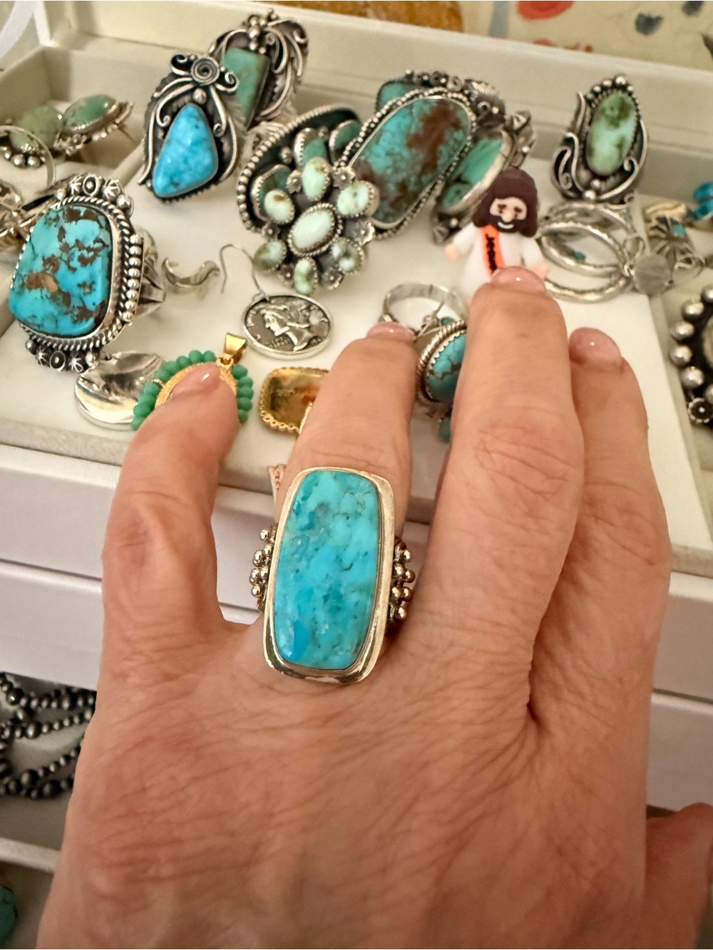 Sterling Silver Turquoise Statement Ring - Blue Turquoise